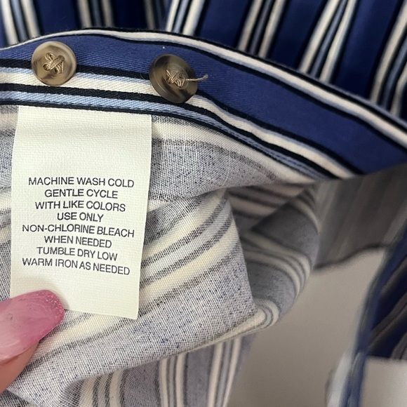 Towncraft Wrinkle Free Men's XL Blue White Stripped Long Sleeve‎ Dress Shirt - Picture 5 of 5